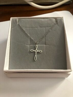 Stainless Steel Double Cross Pendant Necklace